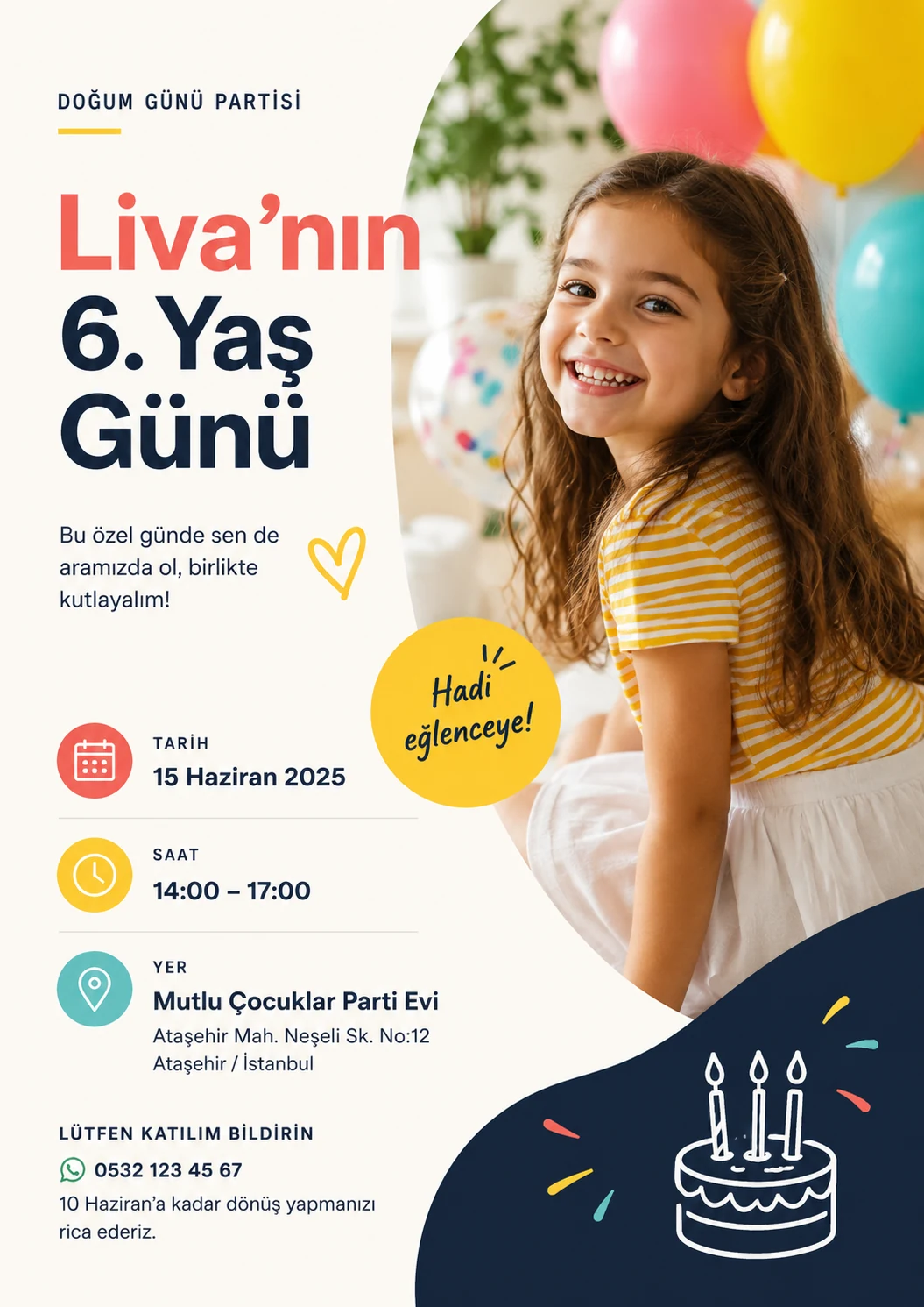 Doğum günü davetiyesi örneği